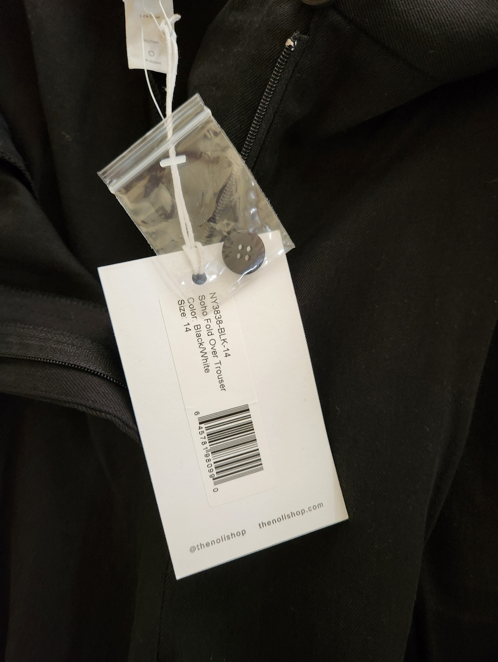 NWT Noli Womens Soho Foldover Wide Leg Black Trouser Pants Contrast Waistband 14 - Picture 9 of 13